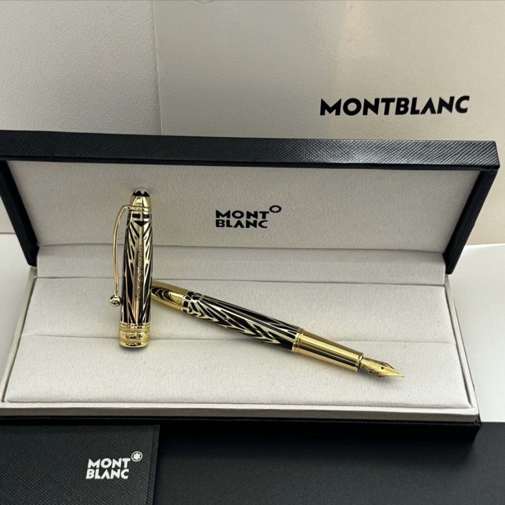 Montblanc Zebra Pattern Gold and Black Fountain Pen